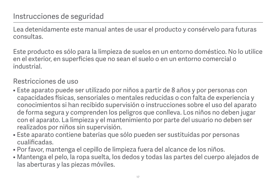 Instrucciones de seguridad | Xiaomi Robot Vacuum E10 User Manual | Page 18 / 438