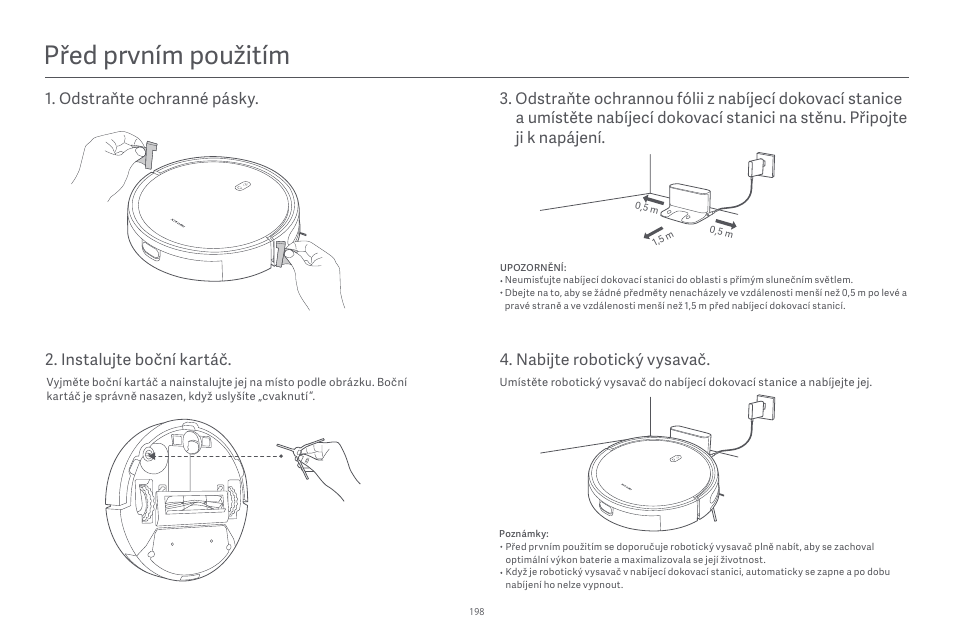 Před prvním použitím, Instalujte boční kartáč | Xiaomi Robot Vacuum E10 User Manual | Page 199 / 438