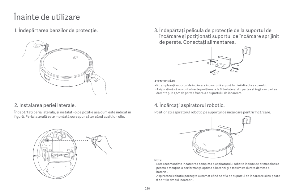 Înainte de utilizare, Instalarea periei laterale | Xiaomi Robot Vacuum E10 User Manual | Page 231 / 438