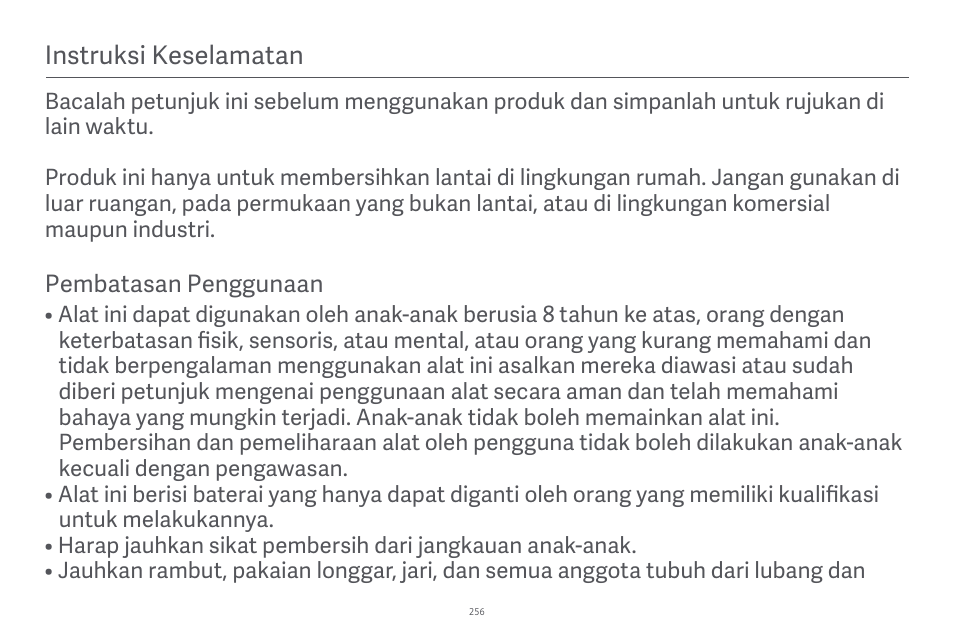 Instruksi keselamatan | Xiaomi Robot Vacuum E10 User Manual | Page 257 / 438