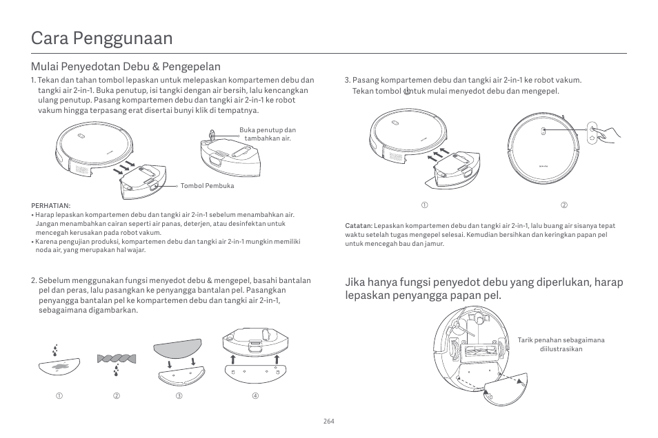 Cara penggunaan | Xiaomi Robot Vacuum E10 User Manual | Page 265 / 438