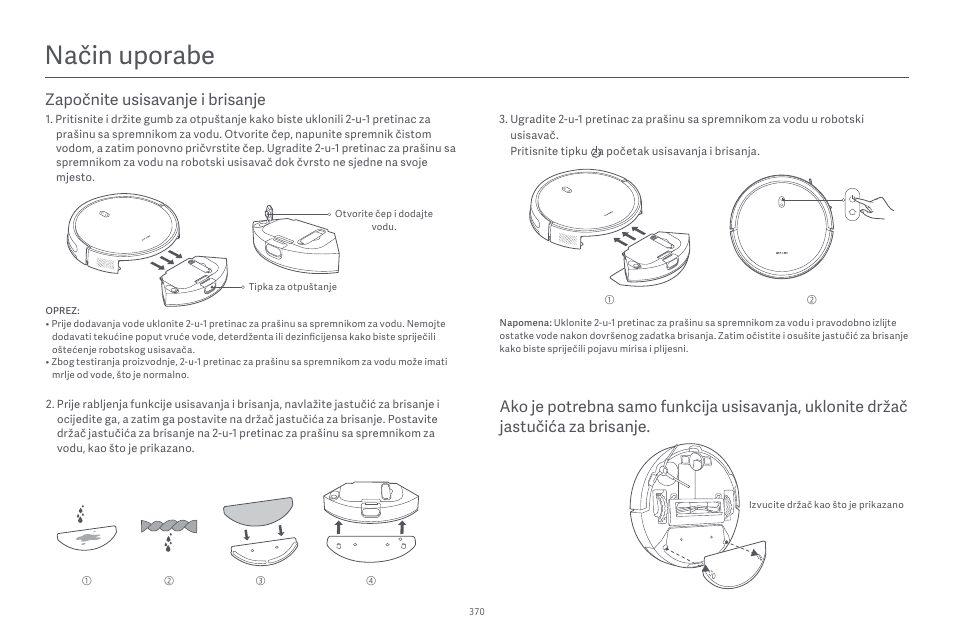 Način uporabe | Xiaomi Robot Vacuum E10 User Manual | Page 371 / 438