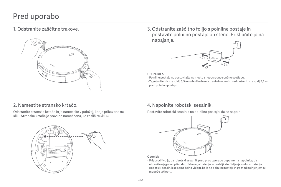 Pred uporabo, Namestite stransko krtačo | Xiaomi Robot Vacuum E10 User Manual | Page 383 / 438