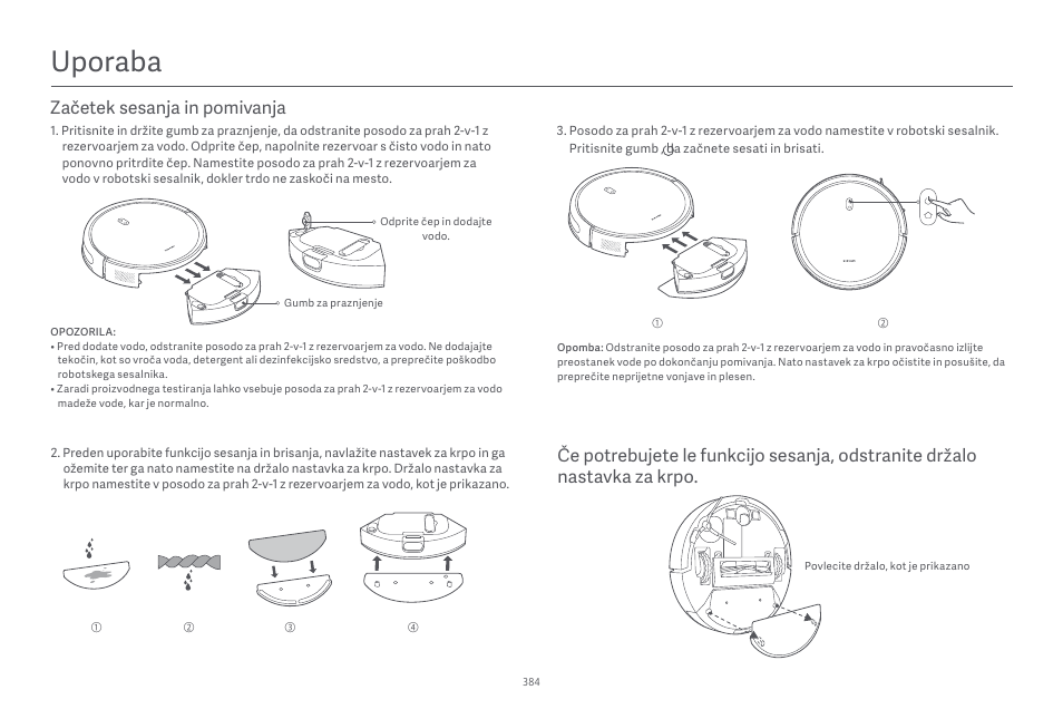 Uporaba | Xiaomi Robot Vacuum E10 User Manual | Page 385 / 438