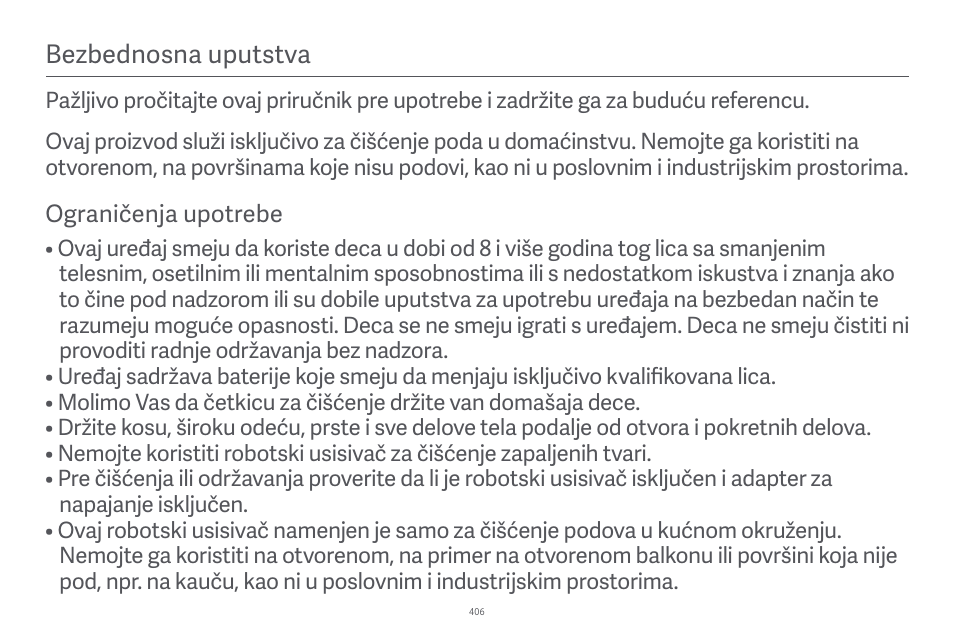 Bezbednosna uputstva | Xiaomi Robot Vacuum E10 User Manual | Page 407 / 438