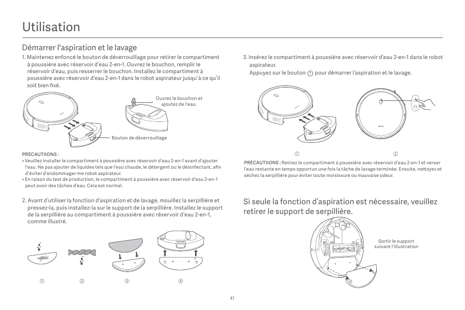 Utilisation | Xiaomi Robot Vacuum E10 User Manual | Page 42 / 438