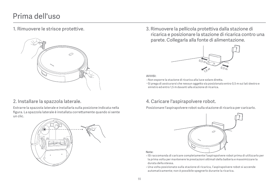 Prima dell'uso, Installare la spazzola laterale | Xiaomi Robot Vacuum E10 User Manual | Page 56 / 438