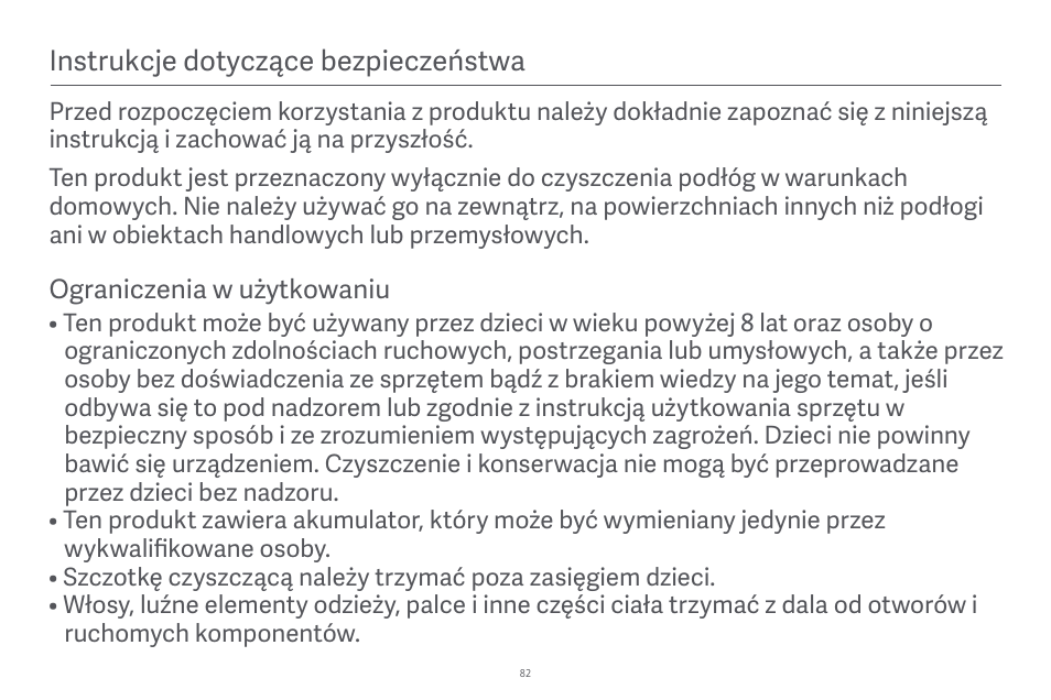 Instrukcje dotyczące bezpieczeństwa | Xiaomi Robot Vacuum E10 User Manual | Page 83 / 438