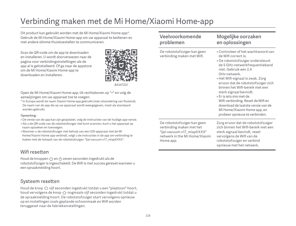 Verbinding maken met de mi home/xiaomi home-app | Xiaomi Robot Vacuum S10 User Manual | Page 329 / 444