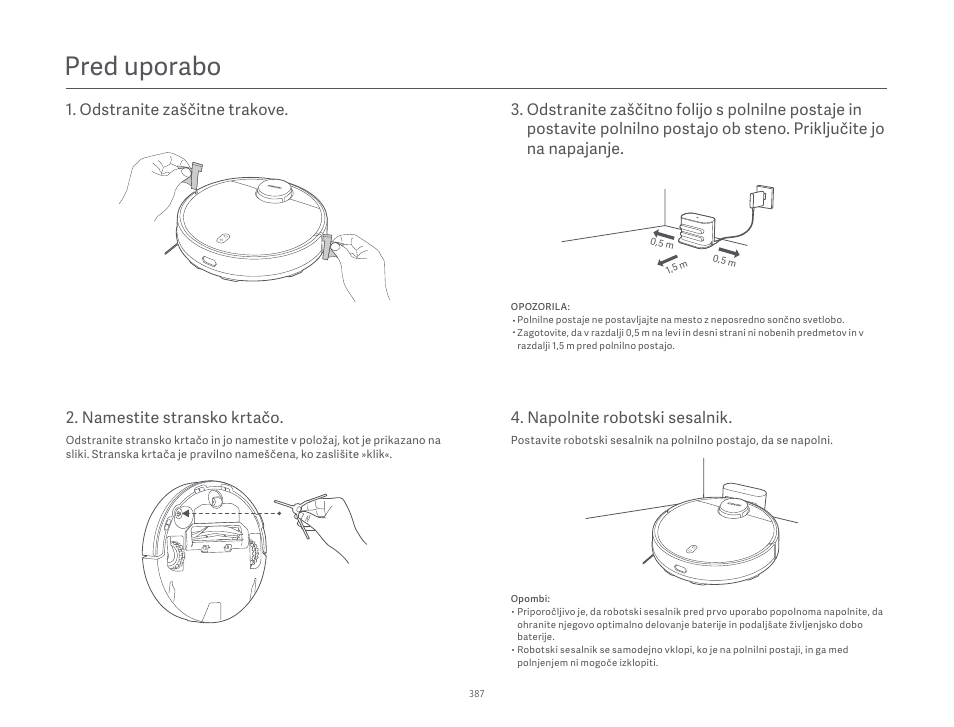 Pred uporabo, Namestite stransko krtačo | Xiaomi Robot Vacuum S10 User Manual | Page 388 / 444