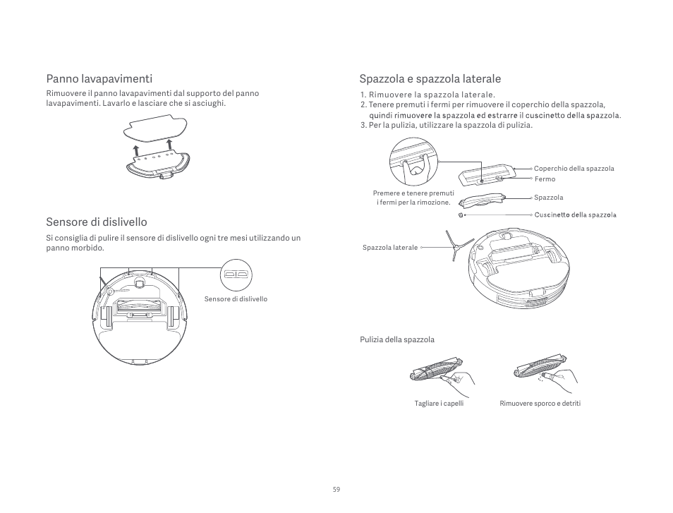 Panno lavapavimenti, Spazzola e spazzola laterale, Sensore di dislivello | Xiaomi Robot Vacuum S10 User Manual | Page 60 / 444