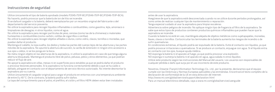 Instrucciones de seguridad | Xiaomi Mi Vacuum Cleaner G9 User Manual | Page 15 / 98