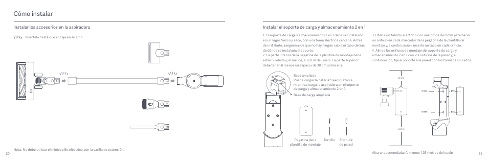 Cómo instalar, Instalar los accesorios en la aspiradora | Xiaomi Mi Vacuum Cleaner G9 User Manual | Page 17 / 98