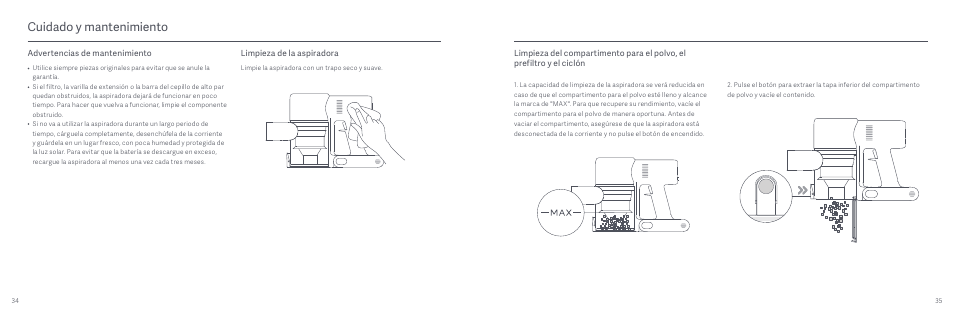 Cuidado y mantenimiento | Xiaomi Mi Vacuum Cleaner G9 User Manual | Page 19 / 98