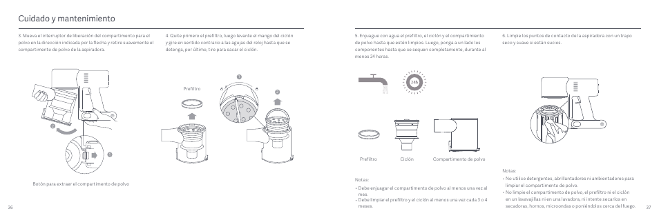 Cuidado y mantenimiento | Xiaomi Mi Vacuum Cleaner G9 User Manual | Page 20 / 98