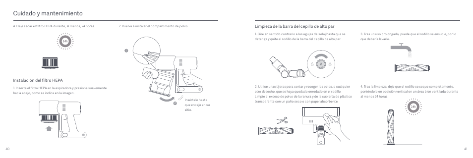 Cuidado y mantenimiento | Xiaomi Mi Vacuum Cleaner G9 User Manual | Page 22 / 98