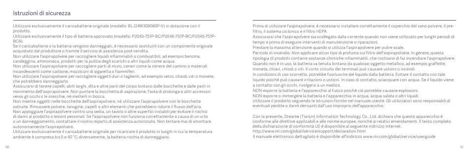 Istruzioni di sicurezza | Xiaomi Mi Vacuum Cleaner G9 User Manual | Page 27 / 98