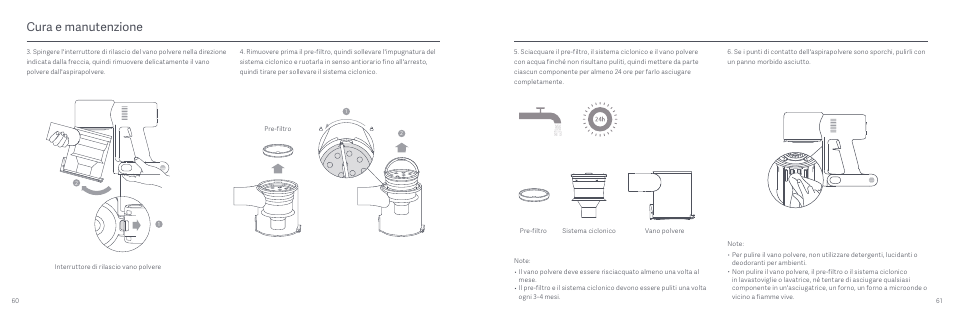 Cura e manutenzione | Xiaomi Mi Vacuum Cleaner G9 User Manual | Page 32 / 98