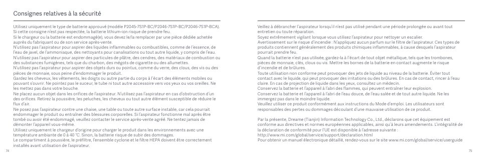 Consignes relatives à la sécurité | Xiaomi Mi Vacuum Cleaner G9 User Manual | Page 39 / 98