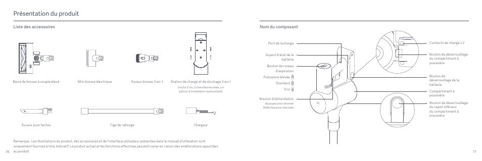 Présentation du produit, Nom du composant, Liste des accessoires | Xiaomi Mi Vacuum Cleaner G9 User Manual | Page 40 / 98