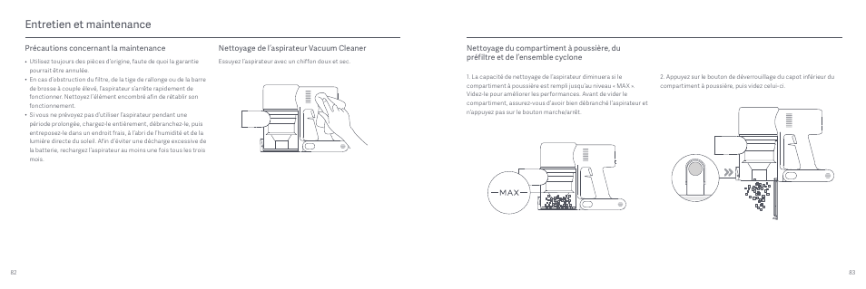 Entretien et maintenance | Xiaomi Mi Vacuum Cleaner G9 User Manual | Page 43 / 98