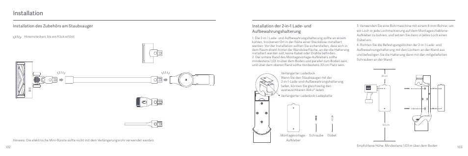 Installation, Installation des zubehörs am staubsauger | Xiaomi Mi Vacuum Cleaner G9 User Manual | Page 53 / 98