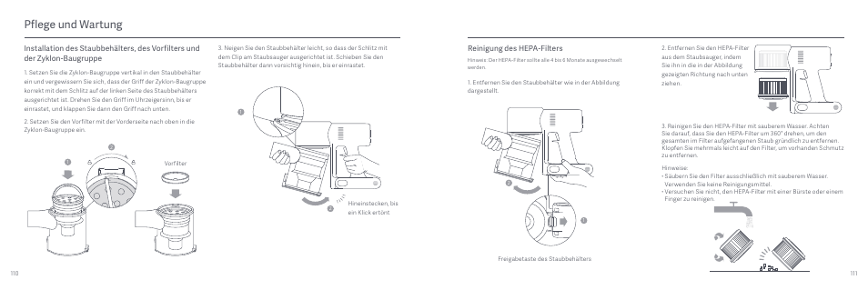 Pflege und wartung, Reinigung des hepa-filters | Xiaomi Mi Vacuum Cleaner G9 User Manual | Page 57 / 98