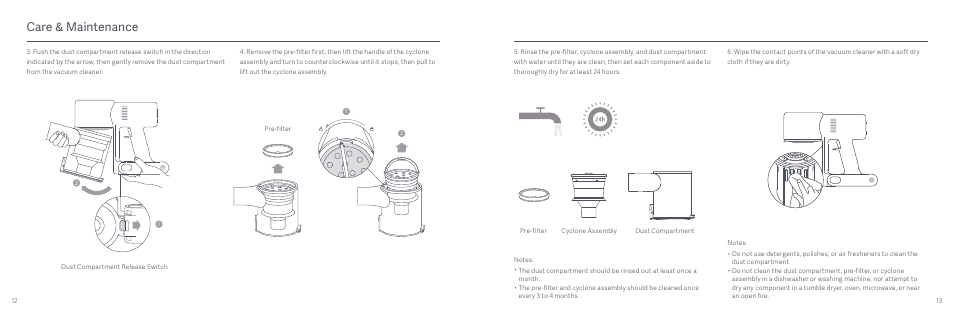 Care & maintenance | Xiaomi Mi Vacuum Cleaner G9 User Manual | Page 8 / 98