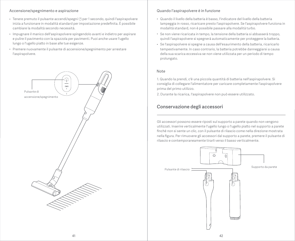 Conservazione degli accessori | Xiaomi Mi Vacuum Cleaner Light User Manual | Page 22 / 74