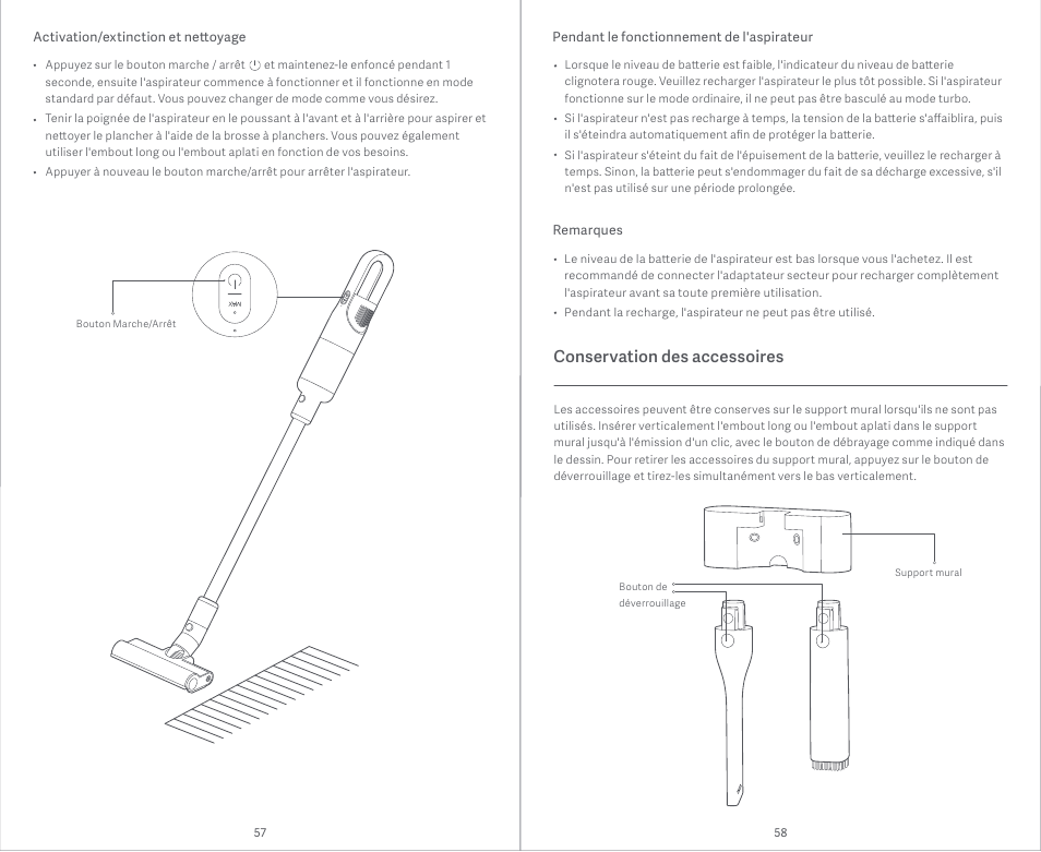 Conservation des accessoires | Xiaomi Mi Vacuum Cleaner Light User Manual | Page 30 / 74