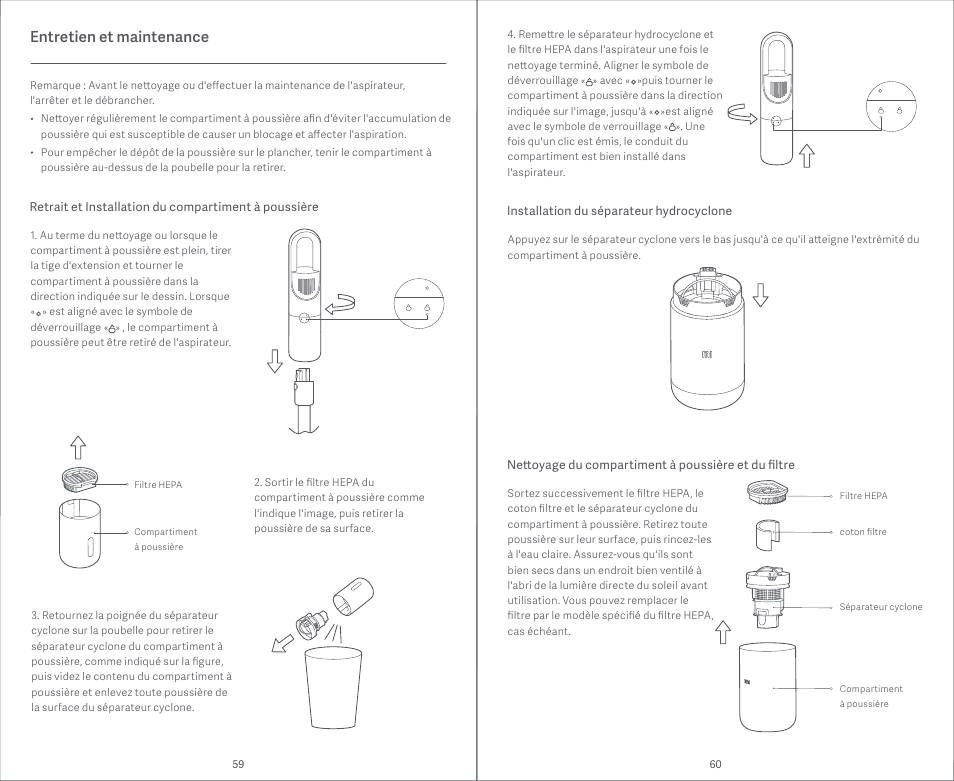 Entretien et maintenance | Xiaomi Mi Vacuum Cleaner Light User Manual | Page 31 / 74