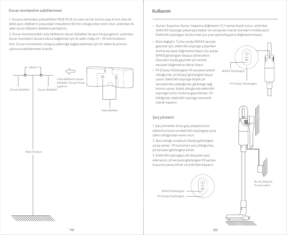 Kullanım | Xiaomi Mi Vacuum Cleaner Light User Manual | Page 61 / 74