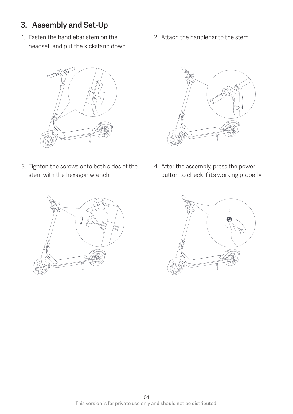 Assembly and set-up | Xiaomi Mi Electric Scooter User Manual | Page 5 / 23