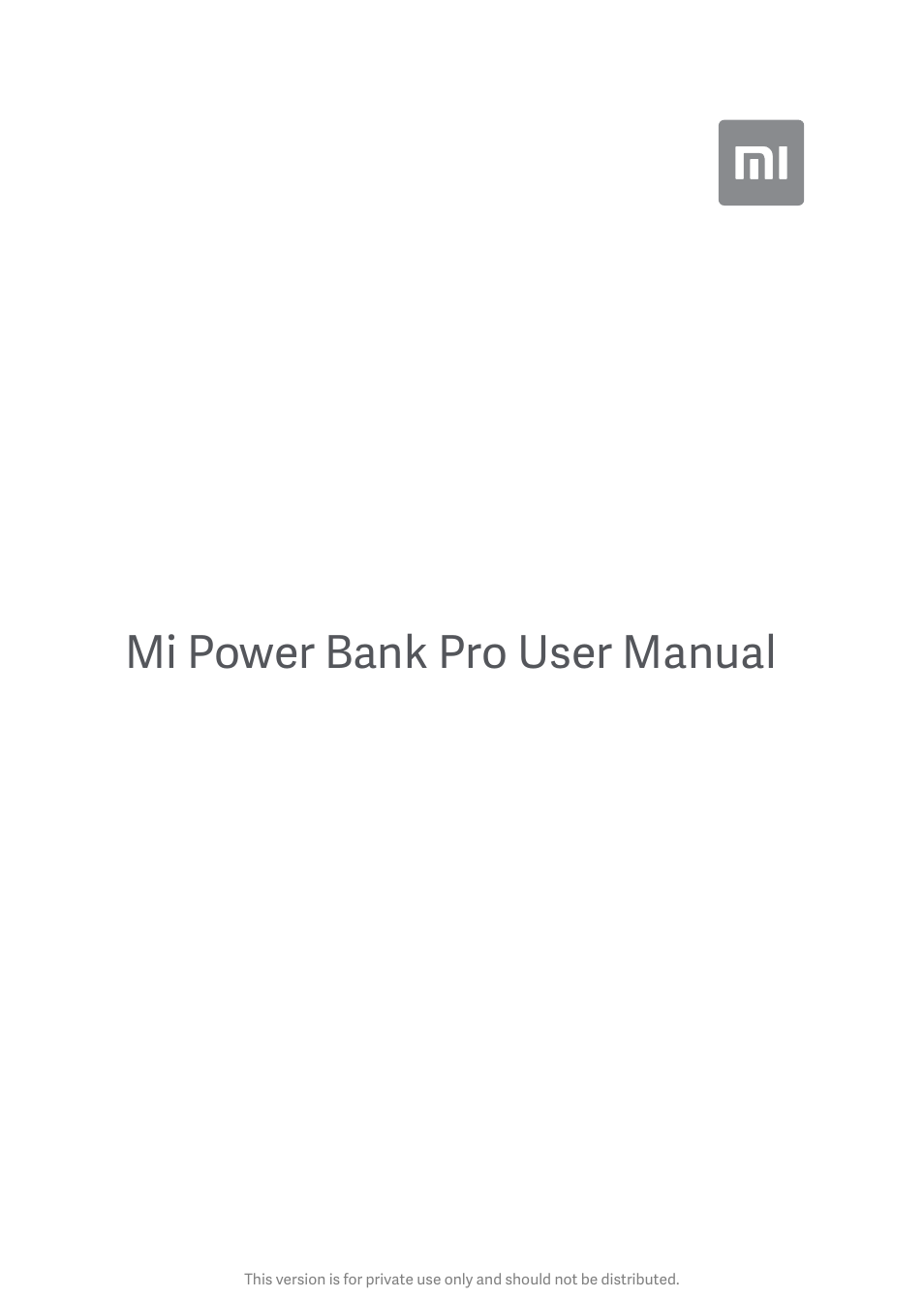 Xiaomi Mi Power Bank User Manual | 6 pages