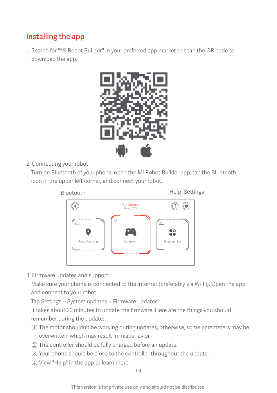 Installing the app | Xiaomi Mi Robot Builder User Manual | Page 5 / 8