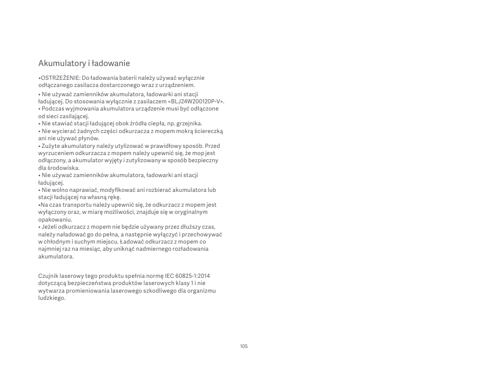 Akumulatory i ładowanie | Xiaomi Mi Robot Vacuum-Mop P User Manual | Page 107 / 225