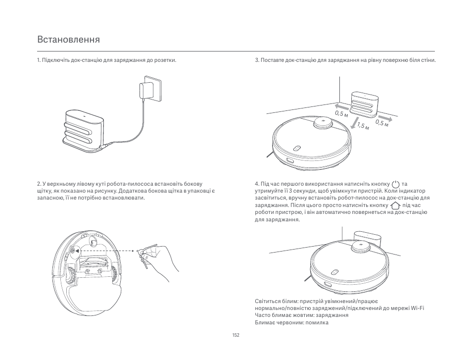 Встановлення | Xiaomi Mi Robot Vacuum-Mop P User Manual | Page 154 / 225
