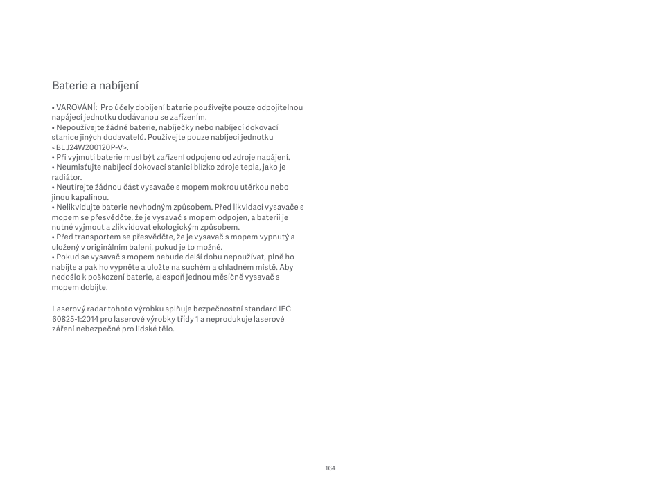 Baterie a nabíjení | Xiaomi Mi Robot Vacuum-Mop P User Manual | Page 166 / 225