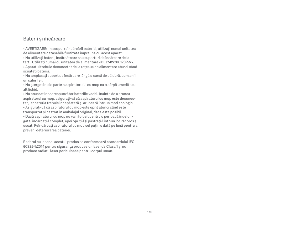 Baterii și încărcare | Xiaomi Mi Robot Vacuum-Mop P User Manual | Page 181 / 225