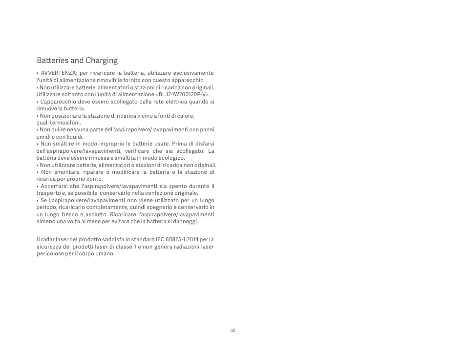 Batteries and charging | Xiaomi Mi Robot Vacuum-Mop P User Manual | Page 34 / 225