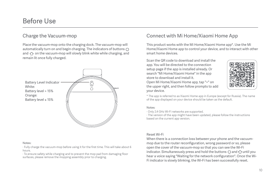Before use | Xiaomi Mi Robot Vacuum-Mop 2 Pro+ User Manual | Page 11 / 219
