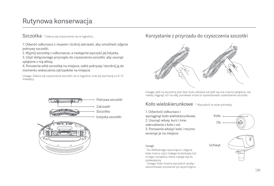 Rutynowa konserwacja | Xiaomi Mi Robot Vacuum-Mop 2 Pro+ User Manual | Page 137 / 219