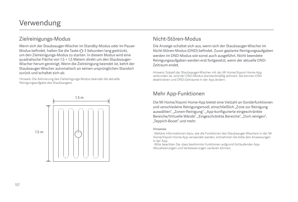 Verwendung, Nicht-stören-modus mehr app-funktionen, Zielreinigungs-modus | Xiaomi Mi Robot Vacuum-Mop 2 Pro+ User Manual | Page 158 / 219