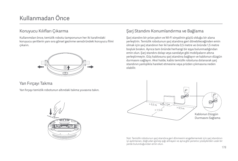 Kullanmadan önce | Xiaomi Mi Robot Vacuum-Mop 2 Pro+ User Manual | Page 179 / 219
