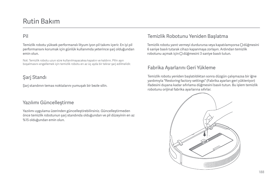 Rutin bakım | Xiaomi Mi Robot Vacuum-Mop 2 Pro+ User Manual | Page 189 / 219
