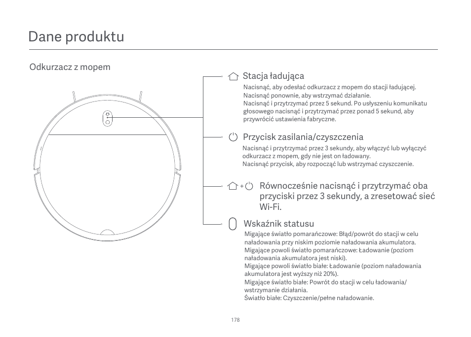 Dane produktu | Xiaomi Mi Robot Vacuum-Mop Essential User Manual | Page 180 / 327