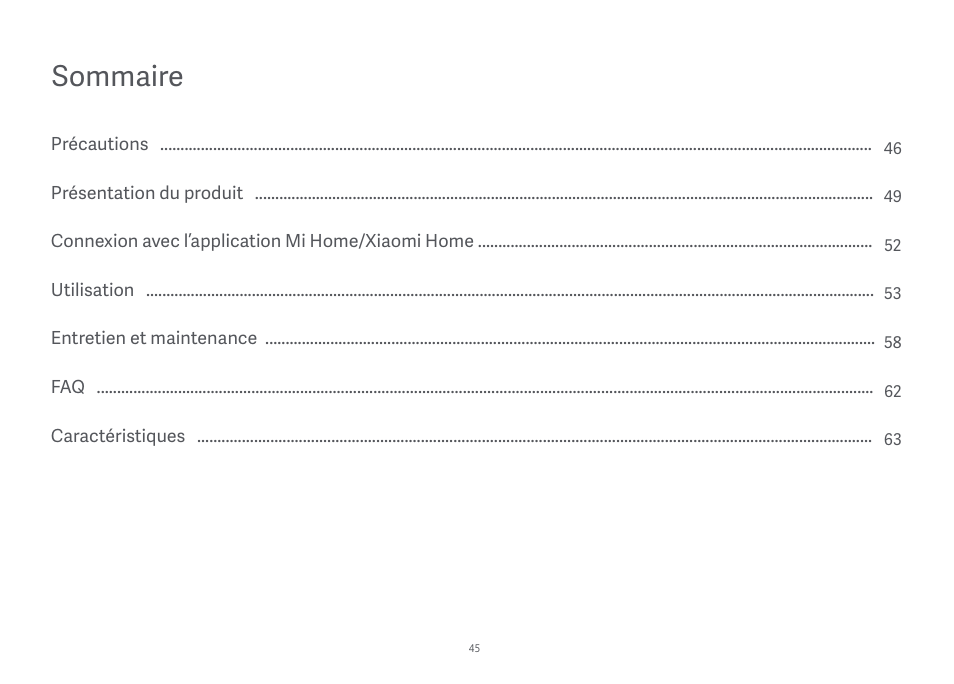 Sommaire | Xiaomi Mi Robot Vacuum-Mop Essential User Manual | Page 47 / 327