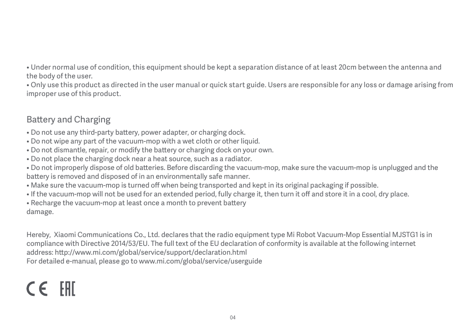 Xiaomi Mi Robot Vacuum-Mop Essential User Manual | Page 6 / 327