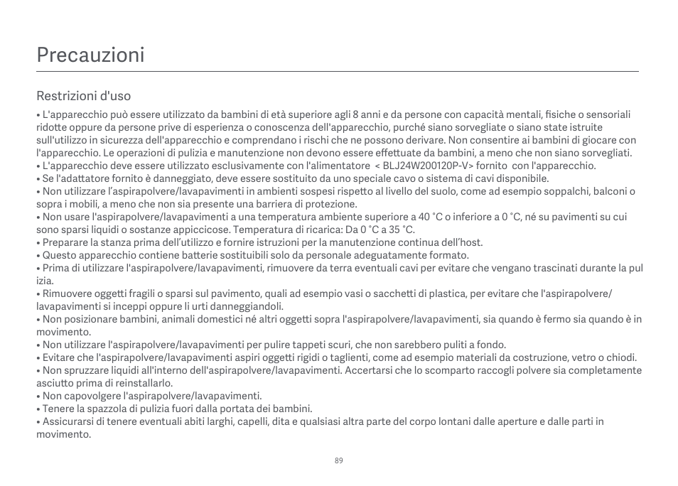 Precauzioni | Xiaomi Mi Robot Vacuum-Mop Essential User Manual | Page 91 / 327