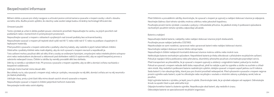 Bezpečnostní informace | Xiaomi Mi Robot Vacuum-Mop User Manual | Page 147 / 182